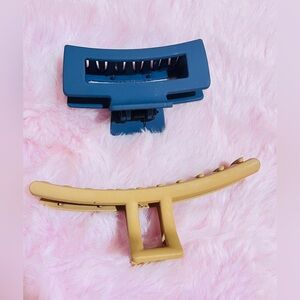 Blue and Tan Hair Clips